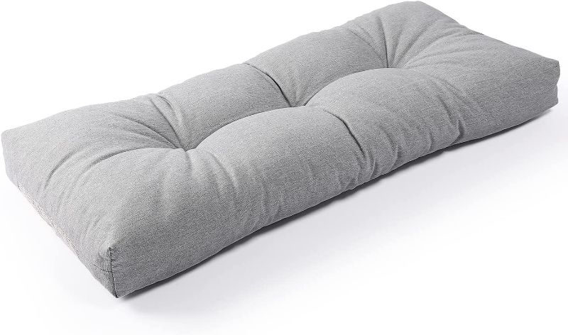 Photo 1 of Sunrox LokGrip Non Slip Tufted Memory Foam Bench Cushion, FadeShield Water Resistant Durable Thicken Outdoor/Indoor Bench Seat Pads 36x14x4 inch, Heather Grey