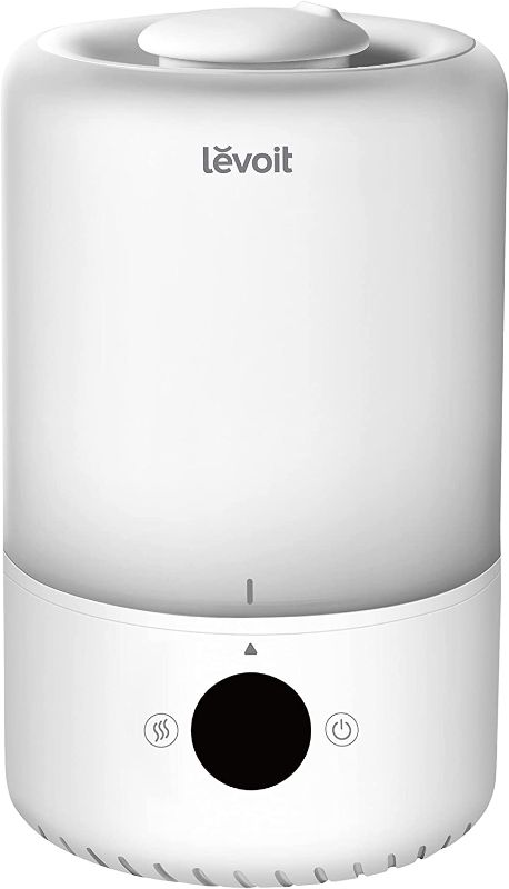 Photo 1 of LEVOIT Ultrasonic Cool Mist Humidifiers, Adjustable 360° Rotation Nozzle, Auto Safety Shut Off, Lasts Up to 25 Hours, Filter Free, Optional LED Display Light, Ideal for Bedroom, 3L, White
