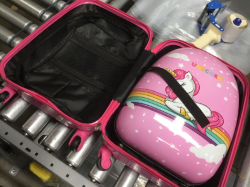 Photo 3 of Emissary Kids Luggage With Wheels For Girls - 18” Unicorn Kids Suitcase With 14” Backpack - Kids Suitcases For Girls - Hard-Sided Rolling Kids Suitcase - Kids Carry On Luggage With Wheels
