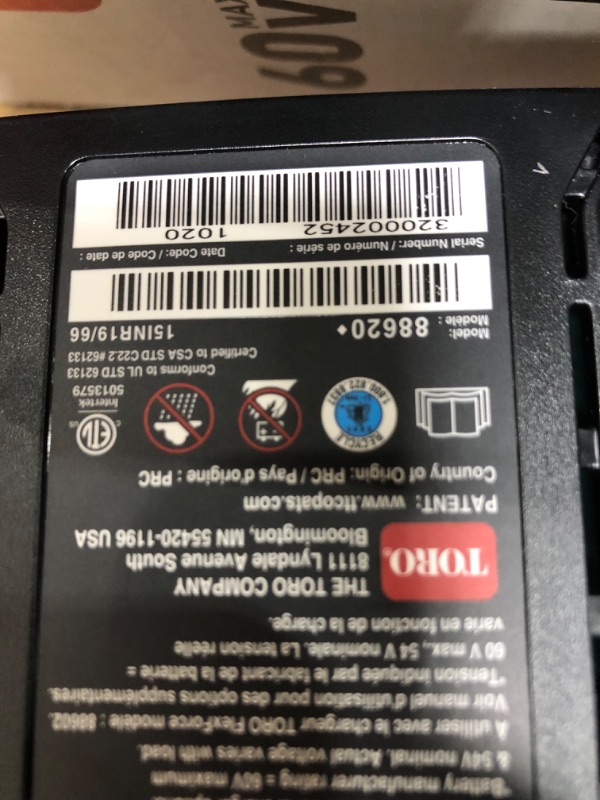 Photo 3 of 
Toro
60-Volt Max Lithium-Ion Brushless Cordless 15 in. / 13 in. String Trimmer - 2.0 Ah Battery and Charger Included