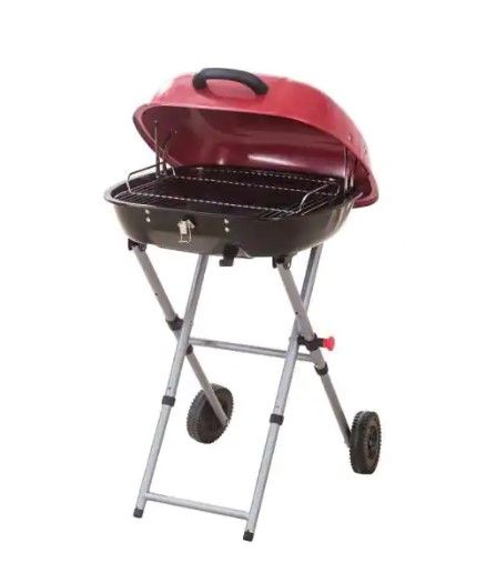 Photo 1 of 
Portable Charcoal Grill in Red with Charcoal Tray and Grate