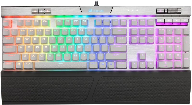 Photo 1 of Corsair K70 RGB MK.2 SE Mechanical RAPIDFIRE Gaming Keyboard - USB Passthrough & Media Controls - PBT Double-Shot Keycaps - Cherry MX Speed - RGB LED Backlit - White
