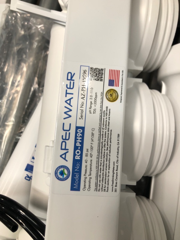 Photo 3 of APEC WATER Top Tier Supreme Certified Alkaline Mineral pH+ High Flow 90 GPD 6-Stage Ultra Safe Reverse Osmosis Drinking Water Filter System (Ultimate RO-PH90), Dimensions: 15" w x 7" d x 18" h