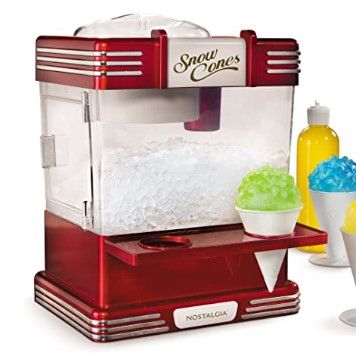 Photo 1 of Nostalgia RSM602 Countertop Snow Cone Maker Makes 20 Icy Treats, Includes 2 Reusable Plastic Cups & Ice Scoop, Retro Red