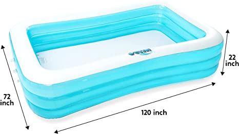 Photo 1 of 120" X 72" X 22" Inflatable Transparent Blue Baby Swimming Center Pool. Giant-Size for Summer Fun Indoor & Outdoor Kiddie/Family Activity Backyard Summer Water Party
