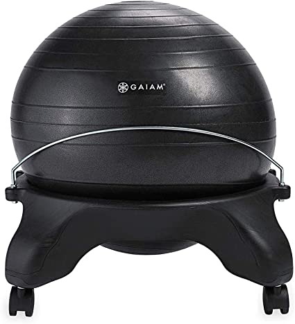 Photo 1 of Gaiam Classic Backless Balance Ball Chair – Exercise Stability Yoga Ball Premium Ergonomic Chair for Home and Office Desk with Air Pump, Exercise Guide and Satisfaction Guarantee
