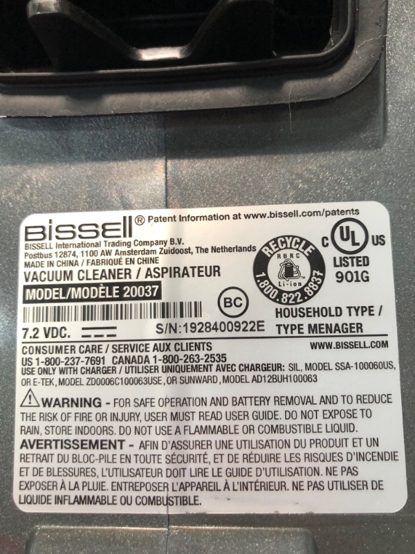 Photo 3 of ***PARTS ONLY*** Bissell, 20037 Pet Stain Eraser Cordless Portable Carpet Cleaner, 2019 Version
