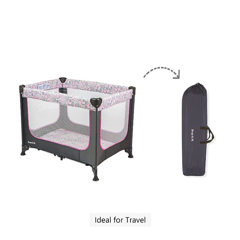 Photo 1 of Dream On Me Zodiak Portable Playard with Carry Bag and Shoulder Strap, Grey/Pink, Small
