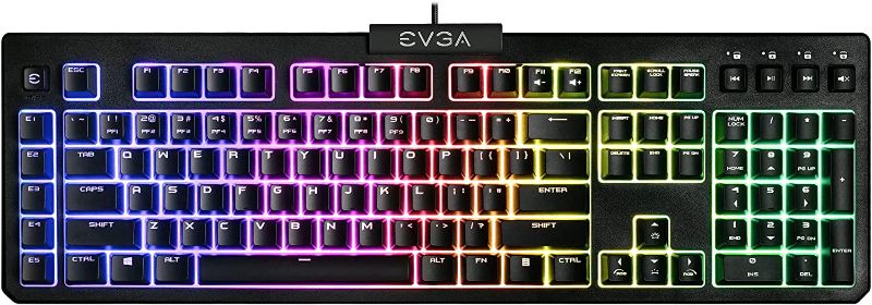 Photo 1 of  RGB Gaming Keyboard, RGB Backlit LED, 5 Programmable Macro Keys, Dedicated Media Keys, Water Resistant, 834-W0-12US-KR
