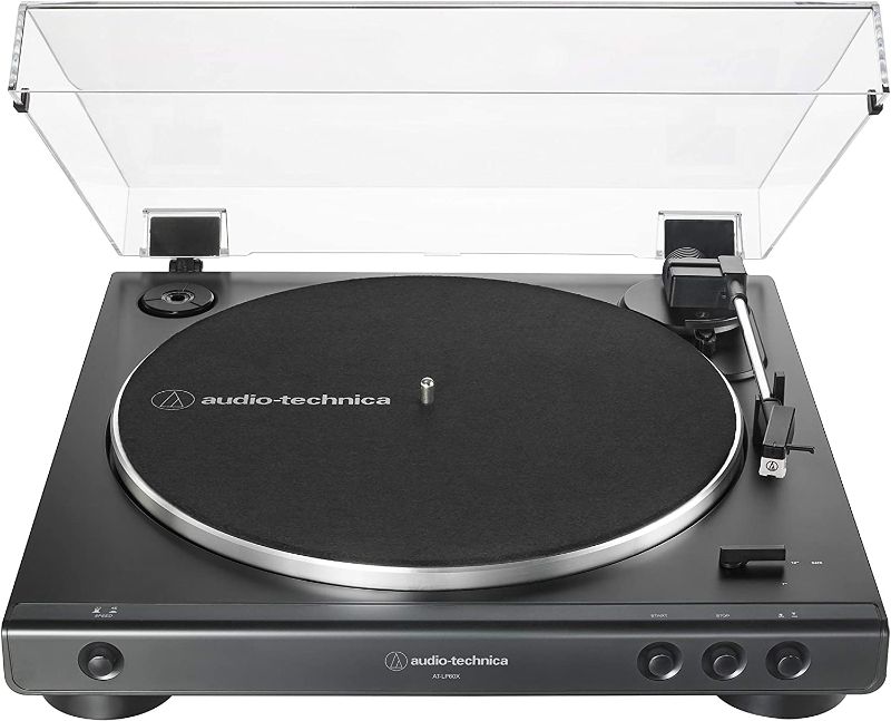 Photo 1 of Audio-Technica AT-LP60X-BK Fully Automatic Belt-Drive Stereo Turntable, Black, Hi-Fi, 2 Speed, Dust Cover, Anti-Resonance, Die-Cast Aluminum Platter
