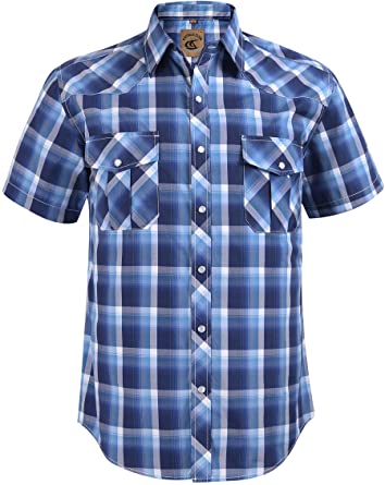 Photo 1 of COEVALS CLUB Men's Western Cowboy Short Sleeve Pearl Snap Casual Plaid Work Shirts size 3xl
