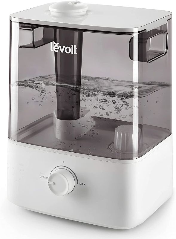 Photo 1 of LEVOIT Humidifiers for Bedroom Large Room Home, 6L Top Fill Cool Mist for Plants and Baby, Lasts Up to 60 Hours, 505 sq ft Coverage, Super Quiet Operation, Easy to Use and Clean, Filterless, 6L, Grey
