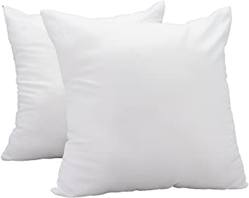 Photo 1 of (Set of 2) Premium 20"x20" White Cotton Feel Microfiber Square Sham Euro Sofa Bed Couch Decorative Pillow Insert Form Fill Stuffer Cushion Made in USA for Pillow Cover or Case (20x20)
