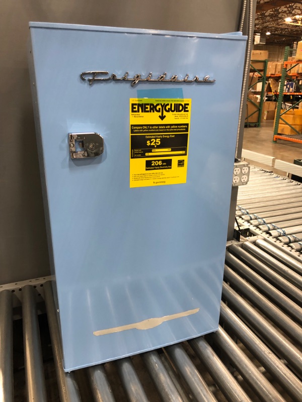 Photo 2 of **PARTS ONLY**
Frigidaire EFR376-BLUE 3.2 Cu Ft Blue Retro Bar Fridge with Side Bottle Opener
