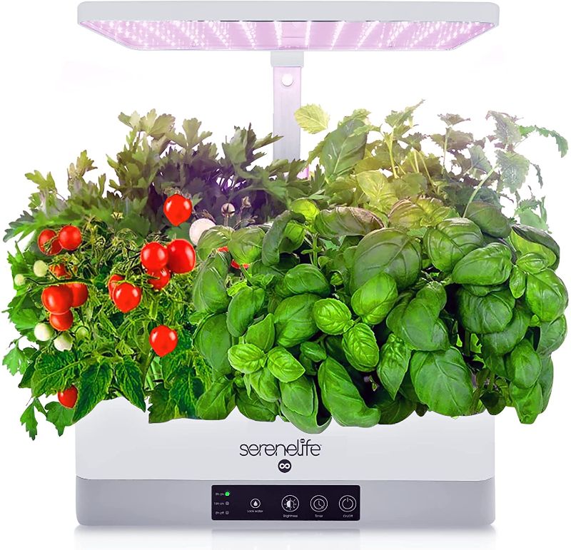 Photo 1 of **NON-FUNCTIONAL; PARTS ONLY***
SereneLife Smart Starter Kit-Hydroponic Herb Garden Indoor Plant System w/Height Adjustable LED Grow Lights, 6 pods, 3 Modes-Home Kitchen, Bedroom, Office SLGLF140 (White)
