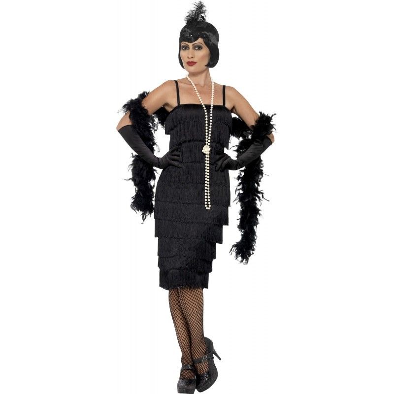 Photo 1 of Extra Large Black Ladies Flapper Costume - Costume Dress Flapper Fancy Ladies Charleston Black 1920s Womens Outfit Gatsby
