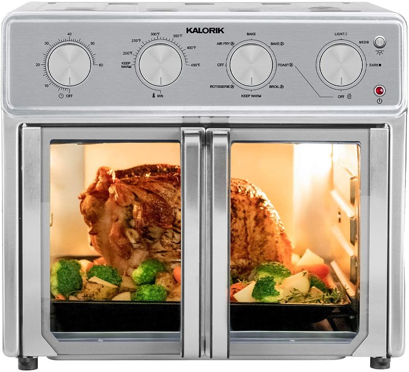 Photo 1 of Kalorik MAXX AFO 47267 Air Fryer Oven 26 Quart 9-in-1 Countertop Toaster Oven and Oil-less Air Fryer Combo - Fry, Bake, Roast, Rotisserie, & More - 7 Easy-to-Clean Accessories | 1700W | Stainless Steel
