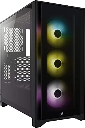 Photo 1 of USED: Corsair iCUE 4000X RGB Tempered Glass Mid-Tower ATX Case - Black 17.83 x 9.06 x 18.35 inches
