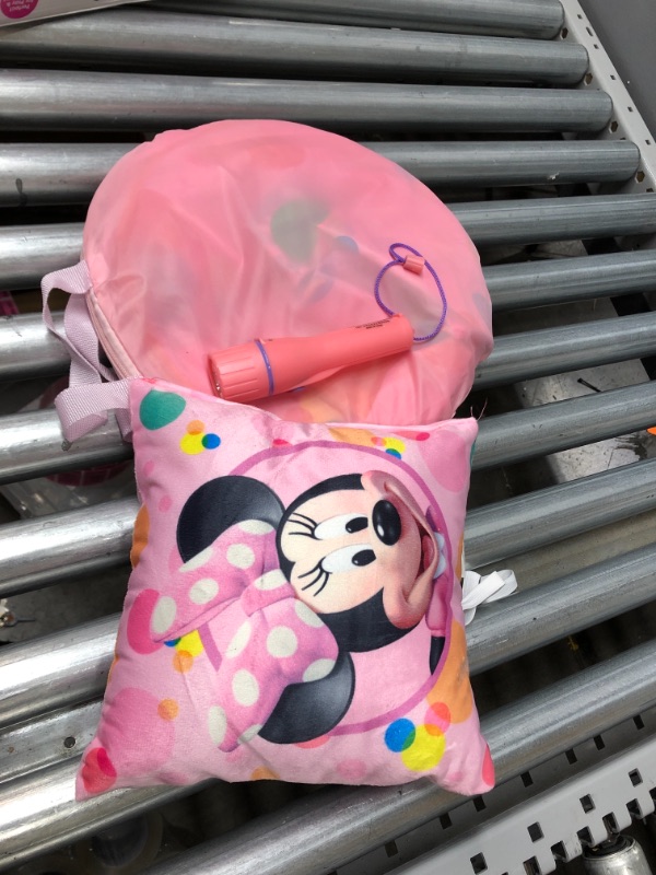 Photo 1 of Idea Nuova Disney Minnie Mouse 3 Piece Kids Pop Up Play Tent Set with Pillow and Flashlight
