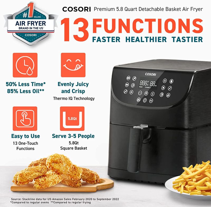 Photo 1 of TESTED POWERS ON**
COSORI Air Fryer Oven Combo 5.8QT