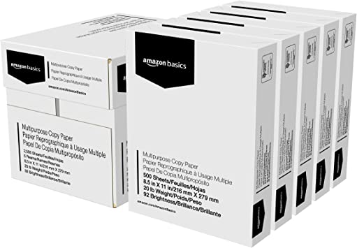 Photo 1 of USED: Amazon Basics Multipurpose Copy Printer Paper - White, 8.5 x 11 Inches, 6 Ream Case (2,500 Sheets)
