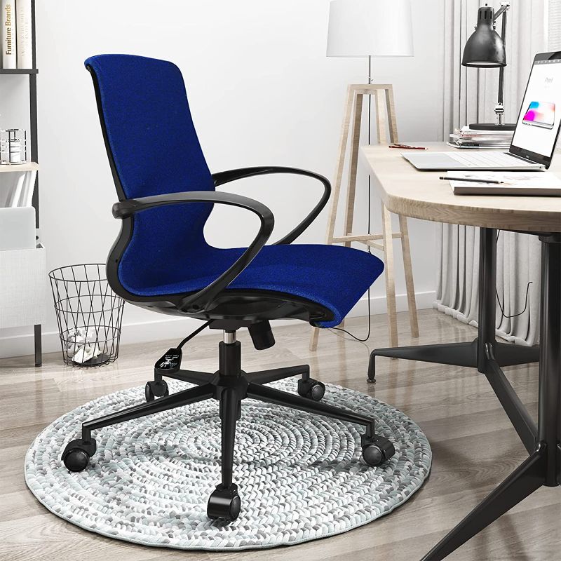 Photo 1 of MISSING PARTS: Ergonomic Desk Chair Mid Back Soft Fabric Home Office Coomputer Chair Task Chair with Lumbar Support Armrest Rolling Swivel Chair Blue, by Artswish
