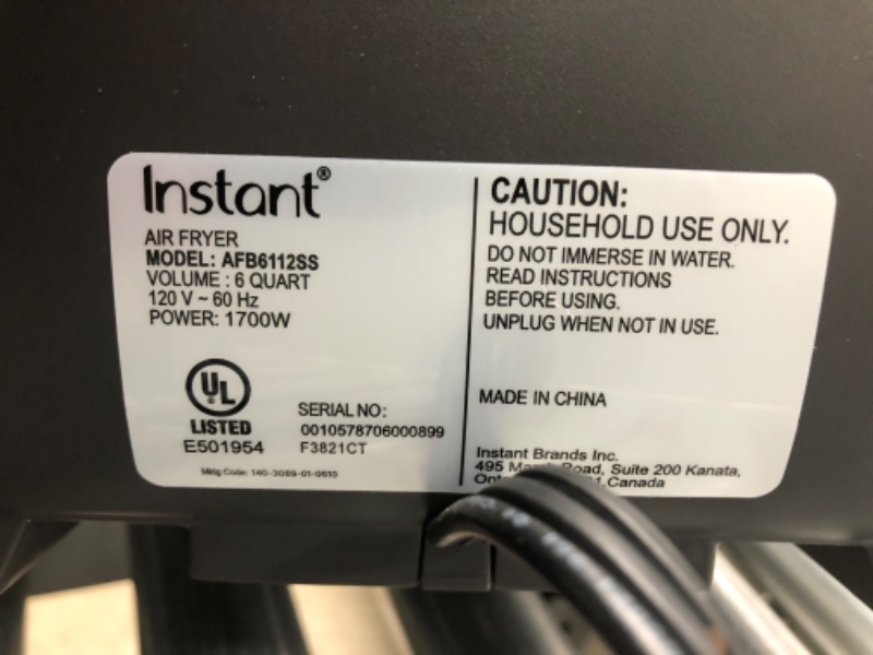 Photo 3 of Instant Vortex Plus 6 Quart 6-in 1 Air Fryer with ClearCook™ Easy View Windows and OdorErase™ Built-in Air Filters, Air Fry, Roast, Broil, Bake, Reheat, Dehydrate, 1700W, Stainless Steel
