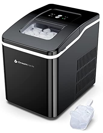 Photo 1 of USED: Dreamiracle Ice Maker Machine Countertop, 26 lbs in 24 Hours, Self-cleaning Ice Maker Countertop, 9 Cubes Ready in 8 Mins, Electric Ice Maker with Ice Scoop and Basket Home/Kitchen/Office
