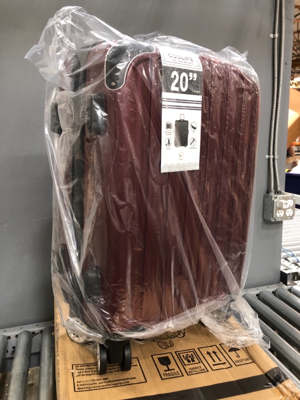 Photo 1 of Suitcase PC+ABS Spinner 20in (wine wind new, S(20in)_carry on) 11.02 x 9.84 x 22.05 inches
