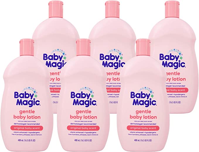 Photo 1 of Baby Magic Gentle Baby Lotion | 16.5 oz (Pack of 6) | Vitamins & Aloe, Pink (705544), Original Baby Scent
