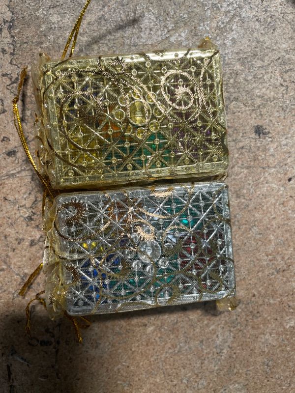 Photo 2 of 12 Gold 3 in long Metallic Mini Rectangle Treasure Boxes Favor Holders, Pack of 2, gold/silver