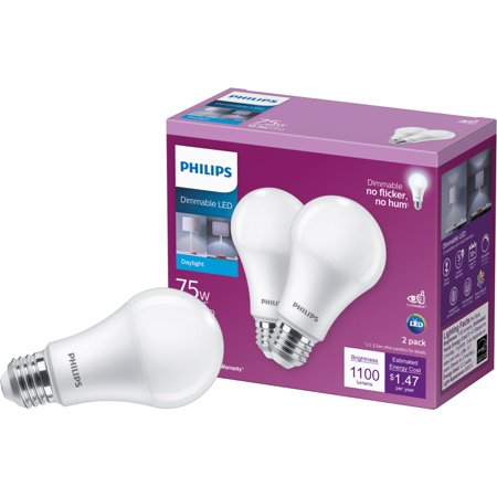 Photo 1 of 2-pack
Philips LED 75-Watt A19 General Purpose Light Bulb Frosted Daylight Dimmable E26 Medium Base (2-Pack)
