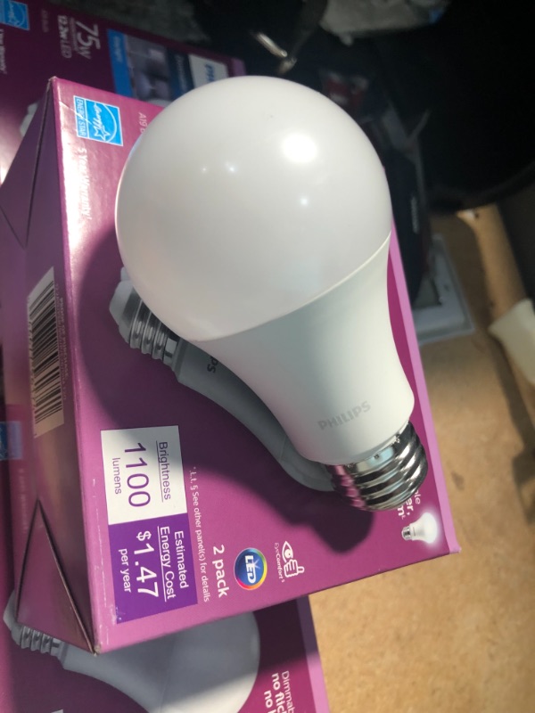 Photo 1 of 2-pack
Philips LED 75-Watt A19 General Purpose Light Bulb Frosted Daylight Dimmable E26 Medium Base (2-Pack)
