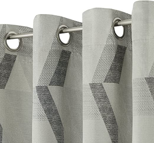 Photo 1 of Decoberry Kiana - Curtain Set of 2 - Grey Geometric Pattern, Light Filtering, Sound Reduction, Thermal Insulation - Modern Design with a Grommet Heading, 52" X 63"