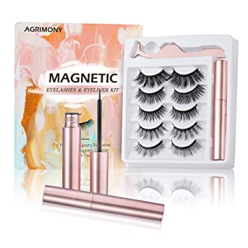 Photo 1 of 
Magnetic Eyelashes with Eyeliner 5 Pairs - Reusable 8D Magnetic False Eyelashes Kit,Long and Thick,Strong Magnetic,Upgraded Fake Eyelashes Sets with Tweezers,Waterproof Magnetic Eyeliner