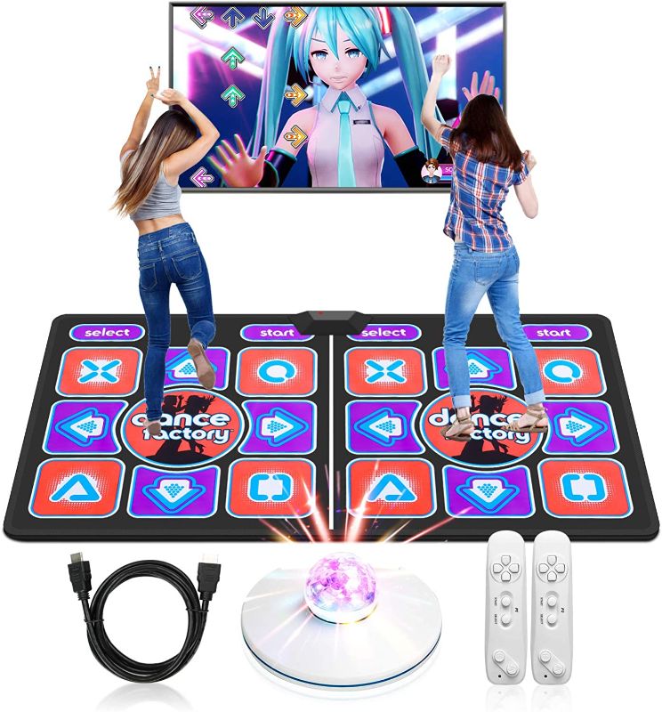 Photo 1 of UeeVii Double Dance Mat for Kids Adults,Multi-Function Games &Music for HDMI TVs,Double Classic Wireless Dancer Blanket Pads,Yoga Fitness Double Dancing Step Floor Mat with MV/3D/Cartoon Mode,Non-Slip
