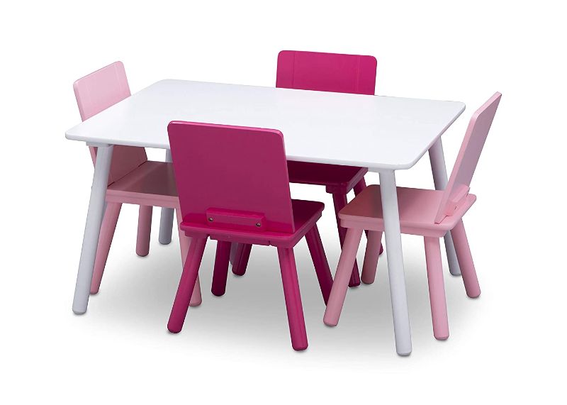 Photo 1 of Delta Children Kids Table and Chair Set (4 Chairs Included) - Ideal for Arts & Crafts, Snack Time, Homeschooling, Homework 