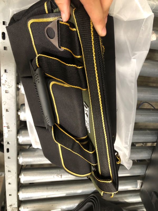 Photo 1 of 18 inches waterproof molded base tool bag, wide mouth tool tote bag, waterproof and scratch-proof tool finish bag, adjustable shoulder straps, suitable for all kinds of professionals