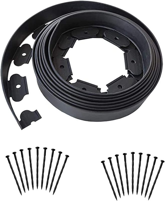 Photo 1 of 20ft Garden Kit with 18 Stakes,PE Plastic Garden for Yard,Lawn,Flower Gardens Border (Black-20FT)