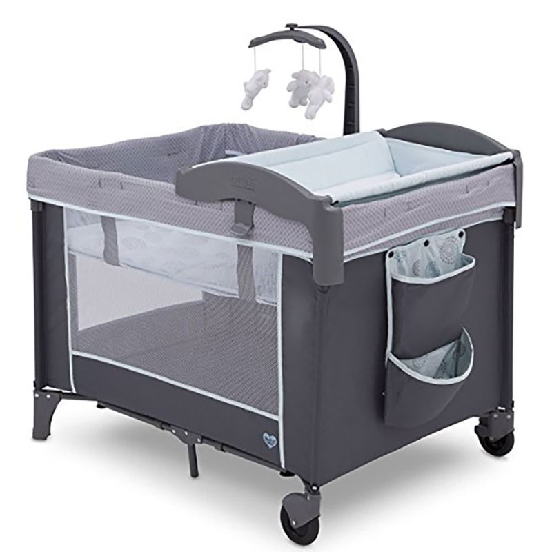 Photo 1 of Delta Children LX Deluxe Portable Baby Play Yard with Removable Bassinet and Changing Table, Eclipse
