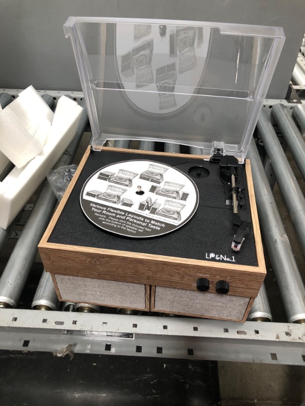 Photo 3 of LP&No.1 Bluetooth Vinyl Record Player with External Speakers, 3-Speed Belt-Drive Turntable for Vinyl Albums with Auto Off and Bluetooth Input