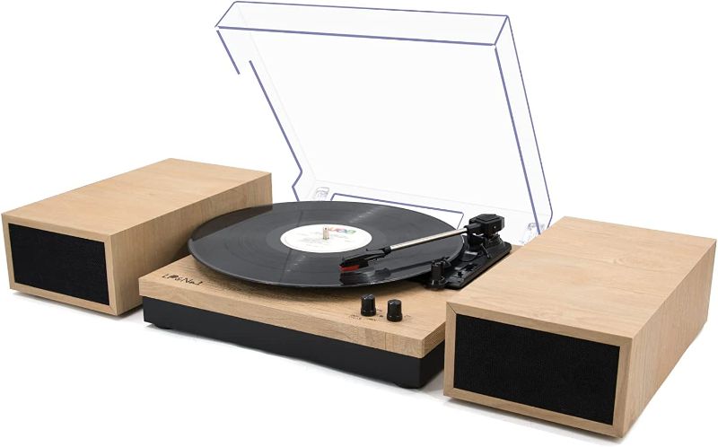 Photo 1 of LP&No.1 Bluetooth Vinyl Record Player with External Speakers, 3-Speed Belt-Drive Turntable for Vinyl Albums with Auto Off and Bluetooth Input