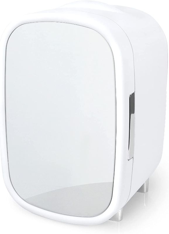 Photo 1 of Personal Chiller Cosmetics Cooler Vanity Mini Fridge 7L provides the perfect cold storage for your organic, preservative-free skincare (White/Chrome)
