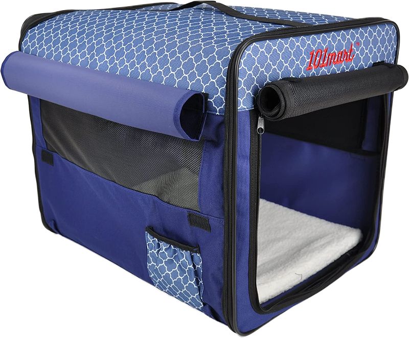 Photo 1 of 101mart Premium Soft-Sided Foldable Dog Crate for Home | Portable Travel Pet Kennel on The Go | Made from Durable Water-Resistant Canvas Fabric | Perfect for Indoor and Outdoor Use | Size Small

