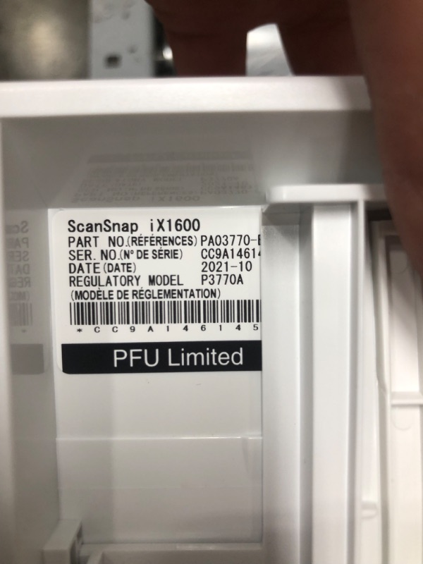 Photo 1 of Fujitsu ScanSnap iX1600 Versatile Cloud Enabled Document Scanner for Mac or PC, White
