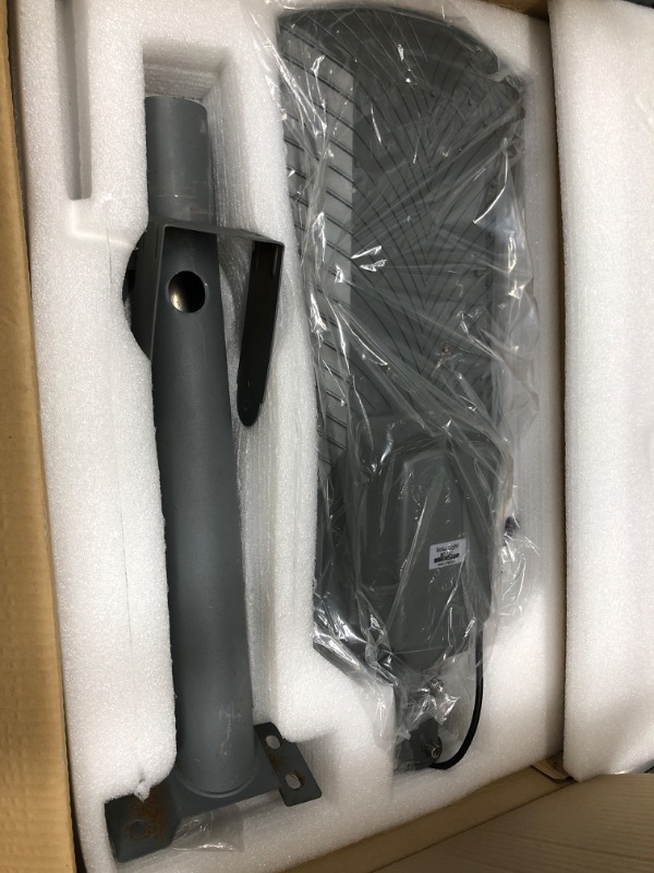Photo 1 of **MISSING REMOTE**
TENKOO 150W LED Solar Street Light with Remote Control, Light Control, IP65 Dusk to Dawn Outdoor Security Flood Lights for Yard, Garden, Street, Basketball Court (with Arm Pole)
