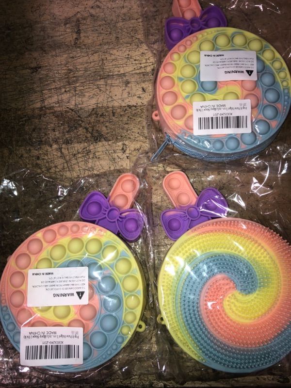 Photo 2 of 3PK--livingcoral Pop it Purse 2 Pack, Pop its Fidget Toys for Girls, 3 4 5 6 7 8 Year Old Girl Birthday Gifts, Lollipop Shape Girl Toys. lollipop 2 pack