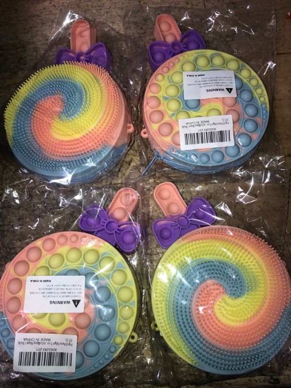 Photo 1 of 4PK--livingcoral Pop it Purse 2 Pack, Pop its Fidget Toys for Girls, 3 4 5 6 7 8 Year Old Girl Birthday Gifts, Lollipop Shape Girl Toys. lollipop 2 pack