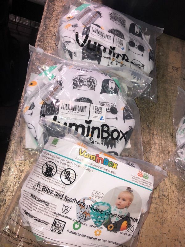 Photo 2 of 3PK vuminbox Baby Bandana Drool Bibs 6-Pack and Teething Toys 6-Pack Made with 100% Organic Cotton, Absorbent and Soft Unisex 6-pack Unisex