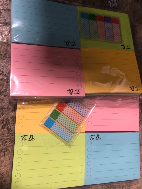 Photo 2 of 2PK (8 Pack) Lined Sticky Notes to Do List 3 x 4 Inch, 8 Colors Self Sticky Notes Pad Its, Bright Post Stickies Colorful Big Square Sticky Notes for Office, Home, School, Meeting, 60 Sheets/pad 3X4 in